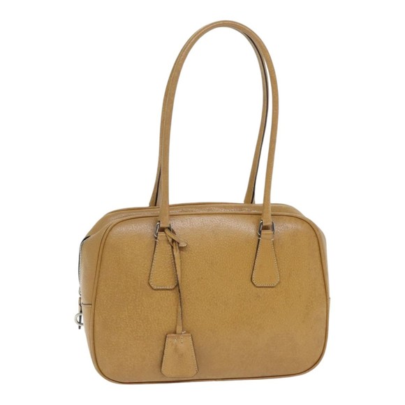 PRADA Shoulder Bag Leather Brown Silver Auth yk15387 - Picture 1 of 16